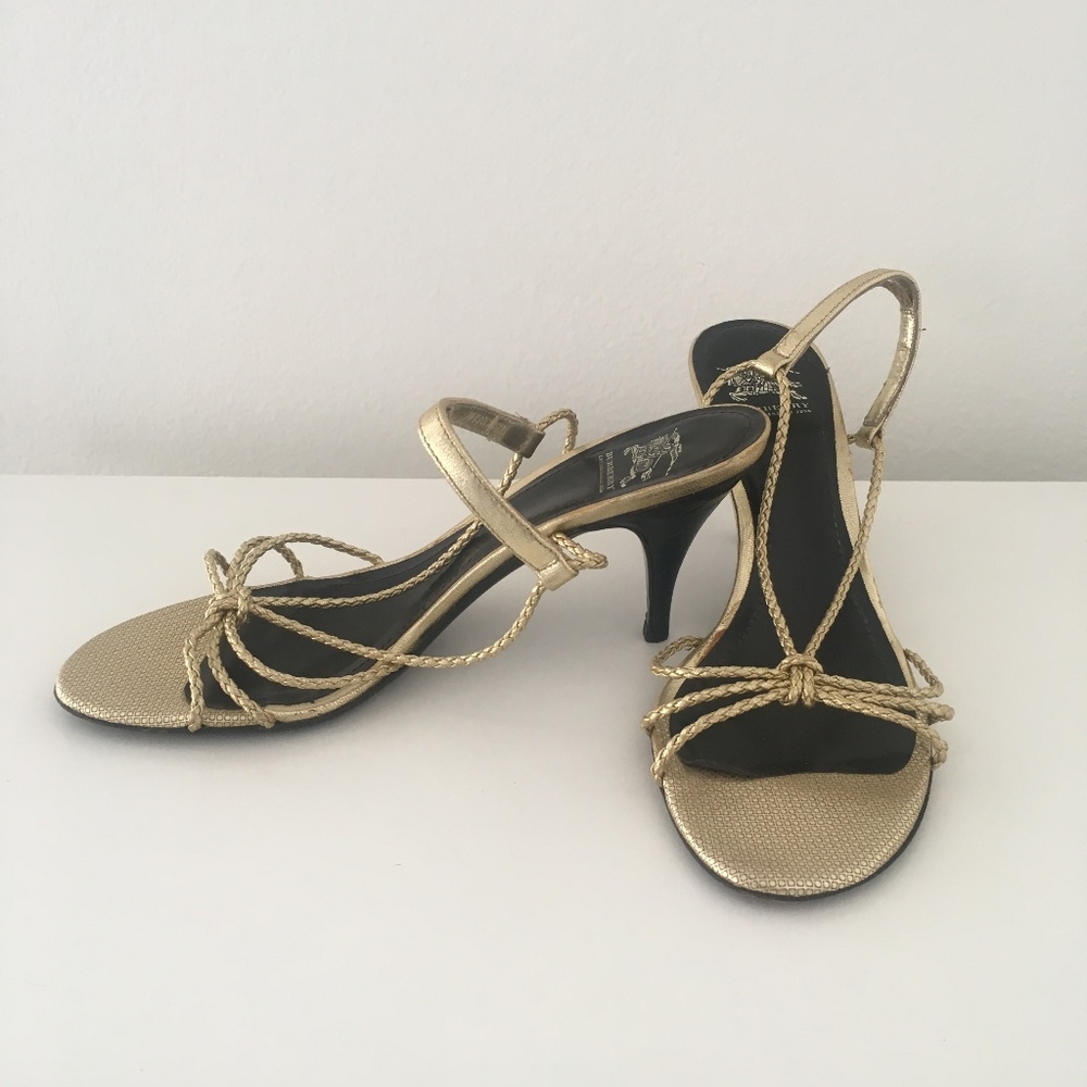 Burberry Prorsum gold rope sandals heels